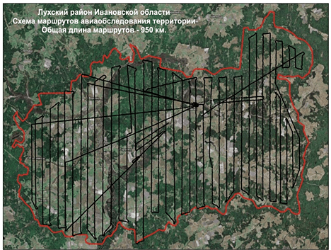 Схема маршрутов авиаобследования территории Лухского района Ивановской области